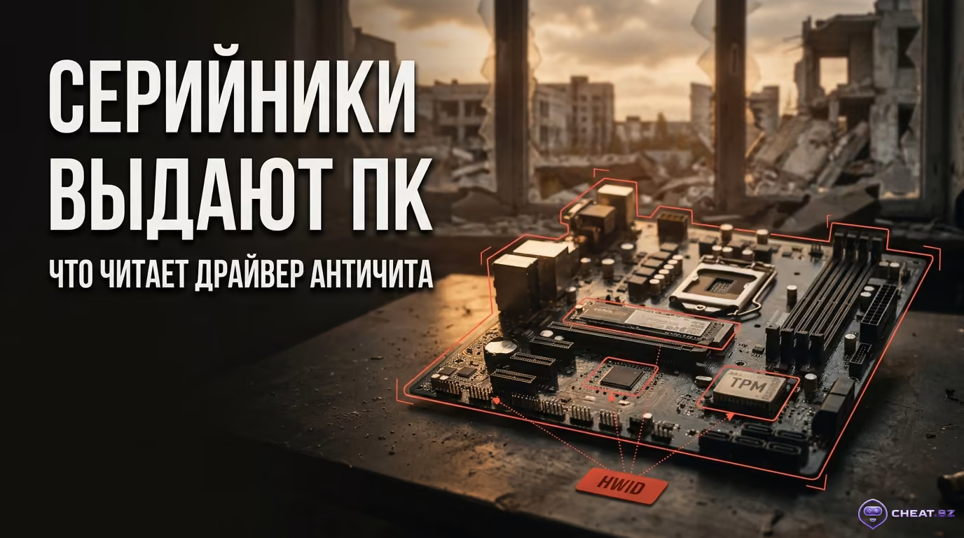 Схема аппаратных узлов компьютера для формирования цифрового отпечатка античитом